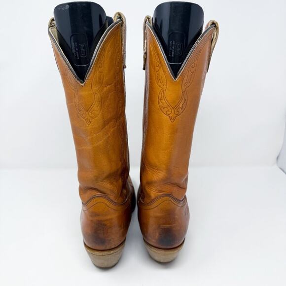 Vintage Dingo Cognac Brown Leather Western Boots Size 8.5 Pull On Made in USA - Picture 6 of 11